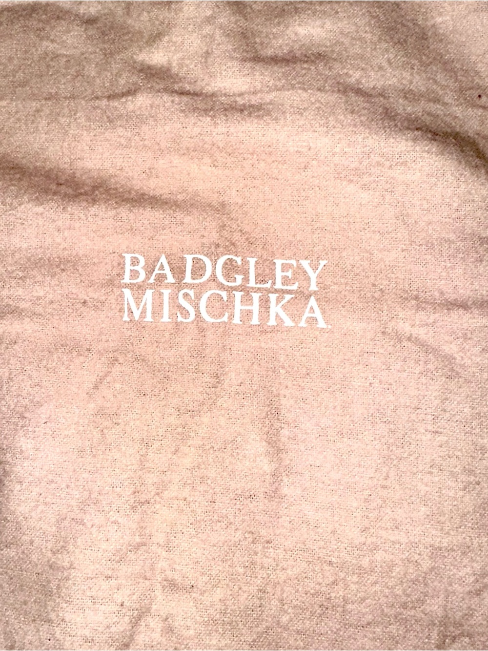 Badgley Mischka Beige Cotton Designer Handbag Dust Bag Drawstring Pouch 13x15